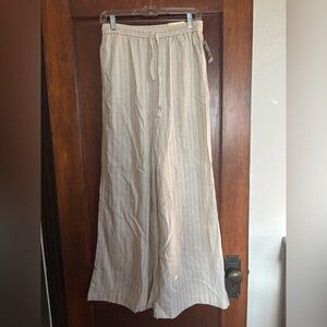 Max Studio London Beige Linen Wide-Leg Trousers Size Small
